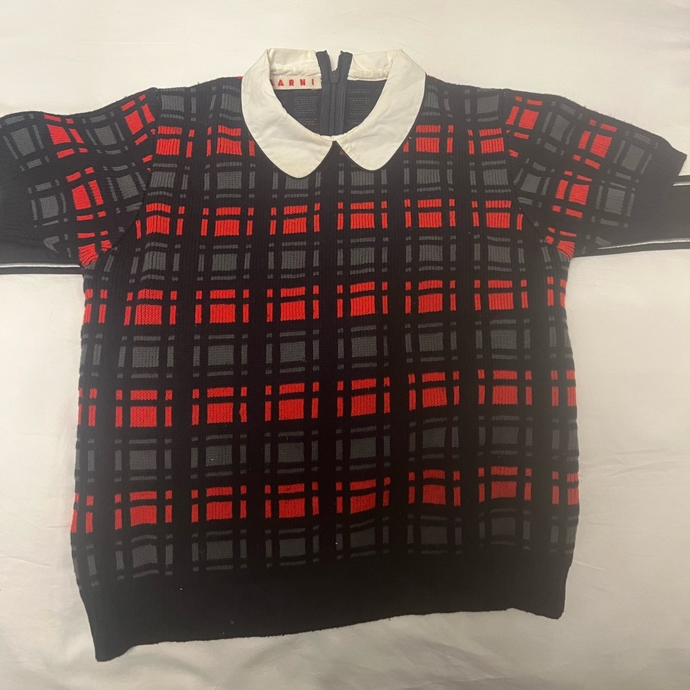 Marni Kids Red and Black Plaid Shirt